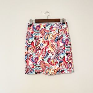 Talbots Bright Colorful Paisley Skirt